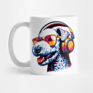Bedlington Terrier Smiling DJ: Energetic Musical Portrait Mug